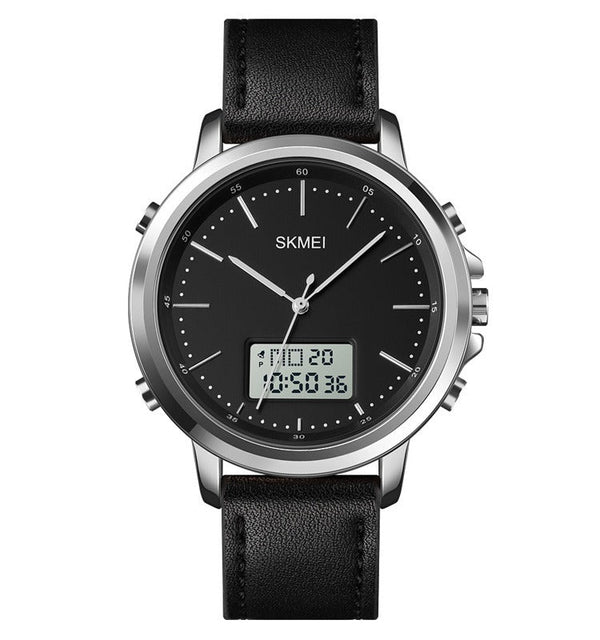 SKMEI Men's Fashion Digital Watch Analog Leather Multifunctional Waterproof Men's Watch 1652