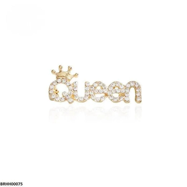 "Queen" Word Brooch/Pin with Crown